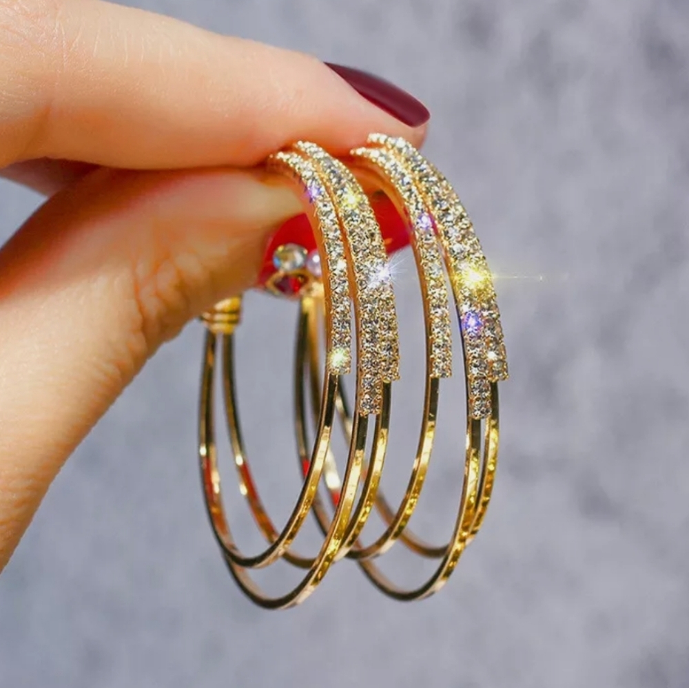 Elegant Yellow Gold Earrings for Women Wedding Jewelry Trendy Hoops